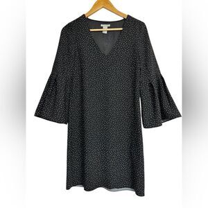 H&M Black Polka Dot Bell Sleeve Mini Dress Size 4